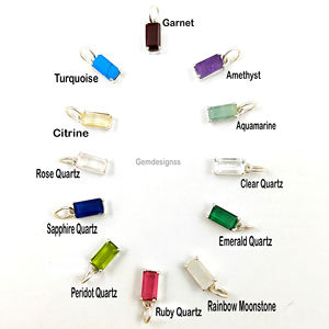 Collier pendentif en argent vermeil et or fait à la main, ensemble de breloques baguette avec pendentifs fins en pierre de naissance et breloques pour la fabrication de bijoux - Product Image 6