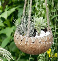 Pot Tanaman dari Kulit Kelapa Desain Unik dengan Tali Gantung untuk Dekorasi Dalam dan Luar Ruangan serta Taman dari Eco2go Vietnam