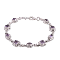 Harga Pabrik Gelang Perak 925 Sterling Amethyst Buatan Tangan Boho Elegan Kristen Unisex Bebas Nikel Bebas Timbal Perhiasan Hadiah