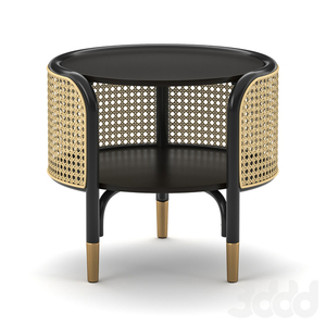 Mesa de centro moderna y elegante Rossa, ratán tejido Natural, madera maciza, acabado negro, uso en interiores y exteriores para muebles de sala de estar - Product Image 4