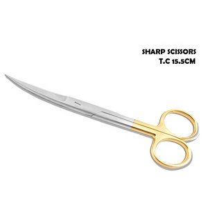 High Quality 15cm <b>Tungsten</b> Carbide Scissors One Blade Serrated Half Gold One <b>Ring</b> <b>Black</b> Manual Power Stainless Steel - Product Image 2