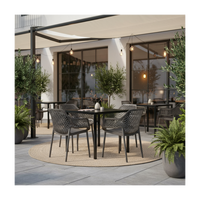 Table d'extérieur noire auto-nivelante en fer pour 4 personnes 80*80 WS Design Modèle 882 Fabriquée en Italie