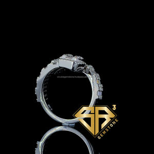 แหวนฮิปฮอปสีเงินสเตอริงสำหรับผู้หญิงผู้ชาย925ชุบทองโมอิสซาไนต์เพชรสำหรับงานแต่งงานของขวัญเครื่องประดับงานหมั้น - Product Image 6