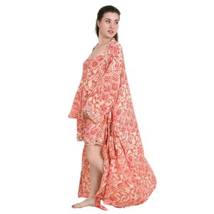 <b>Silky</b> Sari Pyjama Kimono Cami <b>Top</b> Boxer Set Luxury Boho Floral 3 Night Suit Sleep Wear Royal Beach Cover up Swimsuit - Product Image 2