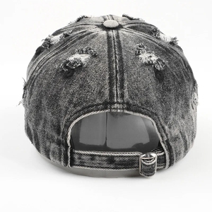 Nuevas gorras ajustadas de moda más populares, gorra de béisbol de viaje al aire libre de estilo minimalista informal ajustable de mezclilla rasgada - Product Image 3