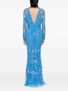 Robe de soirée marocaine à col en V et à une épaule, en mousseline de soie antistatique, à perles, style A-line, pour bal de promo, longueur totale, respirante, devant - Product Image 6