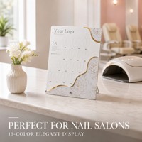 Présentoir de Couleurs de Vernis à Ongles Personnalisé 16 Nuances, Support d'Échantillons Doré Floral pour Salon et Studio