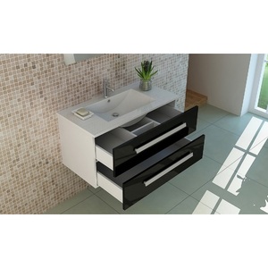 LOCARNO <b>Bathroom</b> Furniture Set Black High Gloss Water Resistant Melamine Soft Close Lacquered <b>Solid</b> <b>Wood</b> Plywood PVC <b>Door</b> Panels - Product Image 3
