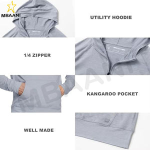 Sweat-shirts pour hommes à manches longues avec poche kangourou, légers, en tissu chiné, avec fermeture éclair quart de tour pour le golf - Product Image 5