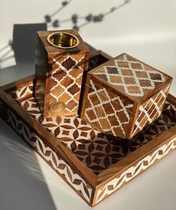 Handmade Arabic Wood Oud Burner Ramadan Decorative Piece Premium Wooden Oud Bakhoor Burner Arabic Ramadan Display - Product Image 2