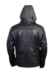 Chaqueta de Piel de Oveja Negra para Hombre, con Capucha Desmontable, Ecológica, Transpirable, Estilo Motociclista, Abrigo Cálido de Invierno, Ropa Exterior Informal - Product Image 5