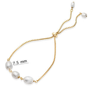 Pulsera de Perlas de Agua Dulce con Diseño de Cadena de Cubos, Hecha a Mano en Turquía, Plata de Ley 925, Chapada en Oro, Ideal para Regalo o Fiesta - Product Image 2