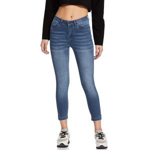 Pantalones vaqueros de mujer de la mejor calidad, orientados a la exportación, pantalones vaqueros de cintura baja ajustados lavados informales personalizados para mujer - Product Image 1