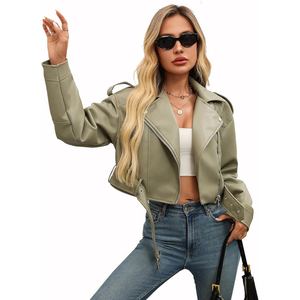 Chaqueta de Motociclista de Cuero de Oveja Real para Mujer, Abrigo de Cuero de Primera Calidad - Product Image 2