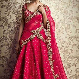 MODERN---STYLISH KOTI พร้อมชุดเดรส LEHENGA ประดับประดาด้วยลูกปัดแก้วคริสตัล DABKA ทำงานสำหรับสวมใส่ในงานปาร์ตี้/งานแต่งงาน @ 2022 - Product Image 1