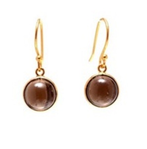 Boucles d'oreilles rondes en argent Sterling 925 avec topaze fumée - Product Image 1