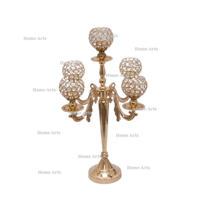 Candelabro de Diseño Innovador con Cinco Bolas de Cristal, de la Más Alta Calidad, en Color Plateado, para Centro de Mesa - Product Image 3
