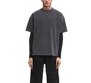 เสื้อยืดผู้ชายผ้าคอตตอน 100% หนานุ่ม ซักย้อมสีแบบ Acid Wash คุณภาพสูง แขนสั้น สินค้าขายดี ใหม่ล่าสุด รับผลิตแบบ OEM พร้อมสกรีนโลโก้ตามสั่ง - Product Image 3