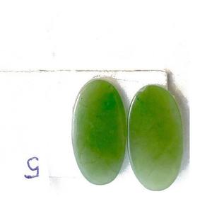 เครื่องประดับตาแมวทรงผลึกหยกเนไฟรต์เจียระไนแบบเหลี่ยมเพชรพลอยธรรมชาติสีเขียวทรงรี - Product Image 2