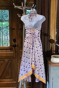 Mujeres Maxi vestido tendencias de moda nuevo diseño multinivel impreso sin espalda venta al por Mayor moderno elegante mujer Sexy ropa señoras - Product Image 2