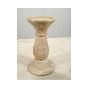 Haute qualité rustique blanc lavage finition bois pilier bougeoir pour dessus de Table décoratif maison salon fête utilisation - Product Image 5