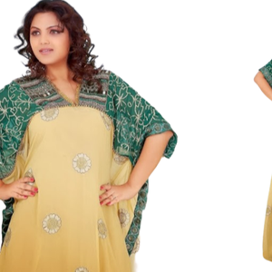 Kaftan Farasha Dubaï 2022, magnifique design marocain, robe musulmane décontractée moderne faite à la main, coton georgette, sensation confortable pour adultes - Product Image 1