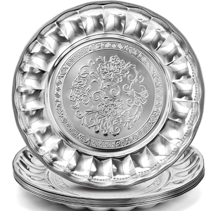 Assiette de service de luxe en métal, qualité supérieure, fabriquée à la main, pour l'utilisation du Ramadan, or avec une forme décorative fantaisie - Product Image 4