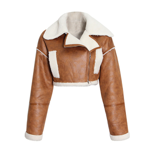 Abrigo de invierno individual para mujer a precio de fábrica, nueva Chaqueta larga de estilo europeo americano, chaquetas de cuero cálidas para motociclismo para mujer - Product Image 3