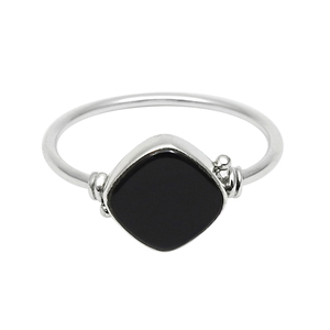 Anillo clásico de Plata de Ley 925 sólida, forma de cojín hecha a mano con piedras preciosas de ónix negro Natural, joyería Bohemia, proveedores a granel - Product Image 1