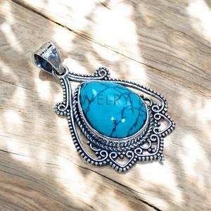 Turquesa Piedra preciosa 925 Colgantes de plata esterlina Venta al por mayor Joyería fina - Product Image 1