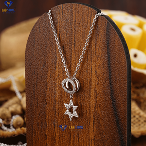 Colgante de diamante de corte brillante redondo TDW 0,17 con cadena de oro blanco certificado/no certificado Diamante Cvd Joyería de diamantes - Product Image 4