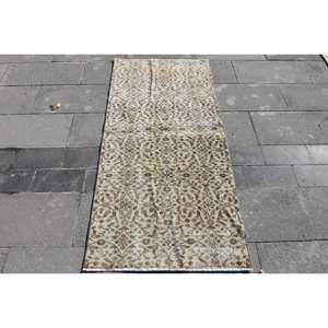 พรมขนสัตว์สีเบจสีน้ำตาล2.6x5.3ft แบบคลาสสิกงานเย็บปะติดปะต่อกันแบบตุรกีสำหรับทางเข้าห้องนั่งเล่นห้องนอนห้องโถงทำจากยาง - Product Image 1