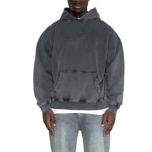 Heavyweight Vintage Winter Men's Washed Fleece Oversize Drop Shoulder Pullover Hoodies Plain Print Digital Printed - Product Image 6