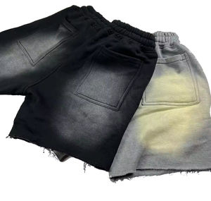 Ropa de calle de verano para hombre, pantalones cortos, parche bordado personalizado, diseño de serigrafía, tejido de punto desteñido al sol, conjunto de ropa de abrigo de felpa francesa - Product Image 5