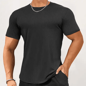 Camiseta de Manga Corta para Hombre, Cuello Elástico, 100% Algodón, Estampada, Sólida, Transpirable, Holgada, Informal, para Verano - Product Image 2
