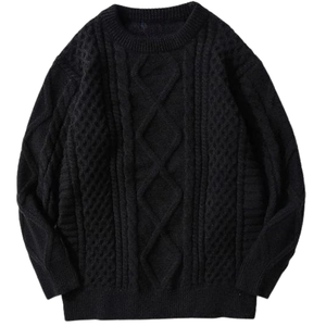 Pull en coton biologique pour hommes avec logo sur le devant fin d'hiver Pull en tricot personnalisé OEM Vente en gros en vrac - Product Image 5