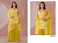 Ropa de diseño indio de bollwood, traje exclusivo étnico, con volante, Georgette, Punjabi, Sharara, Palazzo, nuevo lanzamiento, a precio asequible