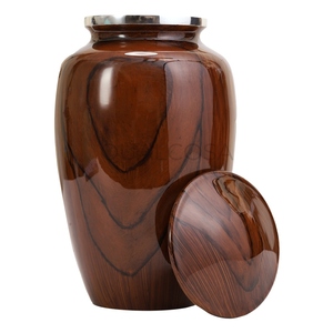 Guci Logam Motif Kayu Coklat untuk Abu Kremasi Dewasa, Tahan Lama, Kapasitas 220 Inci Kubik - Product Image 2