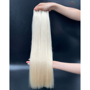 Precio al por mayor Extensiones de cabello humano virgen 100% de doble trama, grado estándar, color platino blanco, paquete de cabello crudo de Vietnam - Product Image 4
