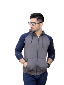 Sudadera con capucha y cremallera de manga larga de dos tonos para hombre y conjunto de chándal de pantalón de correr ropa deportiva informal traje de Entrenamiento Atlético - Product Image 3