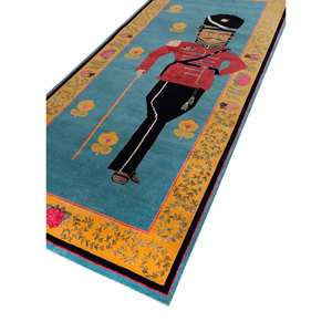 Tapis en laine et soie noué à la main Majnun Blue pour usage domestique, tapis rectangulaire original pour salon et couloir, modèle Puzzle SNS-7040 (CS-01) - Product Image 2