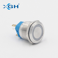 Interrupteur à bouton-poussoir métallique YD 22 mm, momentané, à verrouillage, 1NO1NC, 5A, 250V, IP67, étanche, plat, rond, LED rouge, vert, bleu, acier inoxydable