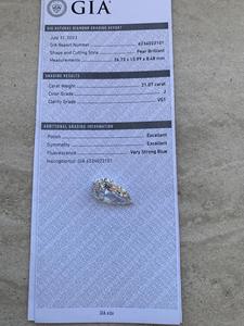 Par de Diamantes Sueltos Naturales en Forma de Pera, Certificados, Claridad VS1-VS2, 21.74/21.07 Quilates - Product Image 6