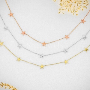 Collar de diamantes de estación de 5 estrellas Diseño delicado de Plata de Ley 925 DE LA India - Product Image 5