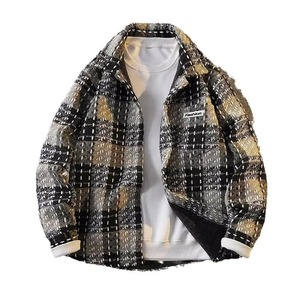 เสื้อแจ็คเก็ตผ้าสักหลาดลายสก็อตลำลองสำหรับผู้ชายเสื้อโค้ทกีฬาความยาวปกติสไตล์แฟชั่นใหม่ฤดูใบไม้ร่วงฤดูหนาว - Product Image 4