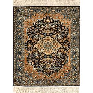 Alfombras de Seda Anudadas a Mano en Gulmarg, Color Azul, con Medallón y Patrón Abstracto para el Hogar, Pasillo y Sala de Estar, Modelo Pae-4907, Hechas a Mano - Product Image 1