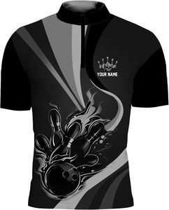 Maillots de bowling respirants et écologiques à col zippé avec graphiques sublimés personnalisés, service OEM pour clubs et ligues - Product Image 1