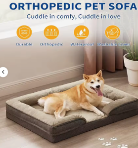 Large Orthopedic <b>Dog</b> <b>Bed</b> Supportive Egg-<b>Crate</b> Foam Washable Removable Cover Waterproof Lining Box - Product Image 5