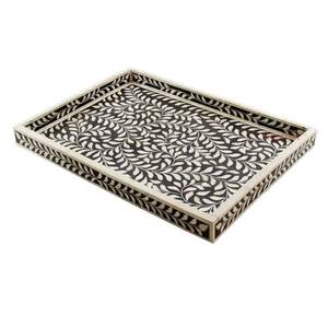LISTING BONE INLAY TRAY Plateau de service fait à la main Incrustation d'os de luxe Ramadan Petit déjeuner Fruits Café Thé Plateau décoratif - Product Image 5