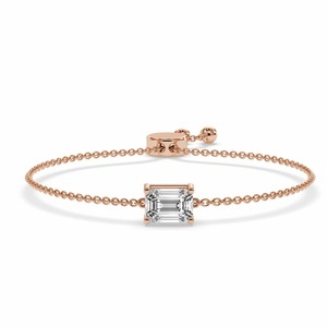 Faceted Emerald Cut Lab Grown Diamond Fashion Bracelet 0.75 Ct Tw F-G Color VS Clarity 14K <b>Solid</b> <b>Gold</b> Art Deco Sharp Sparkle - Product Image 3